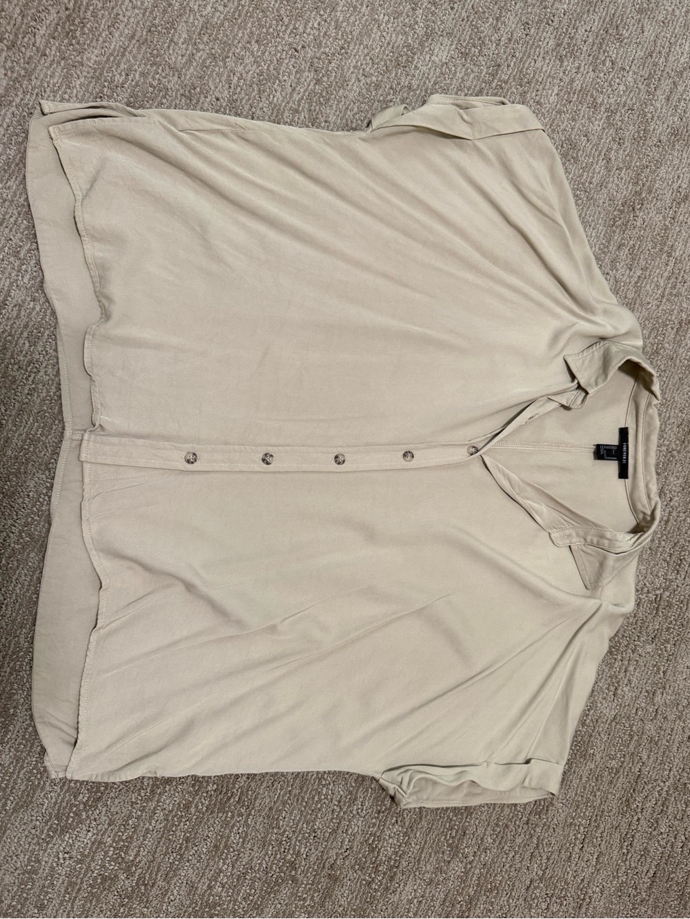 Forever 21 Beige Button-Down Short Sleeve Shirt
